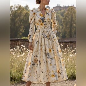 Elegant Floral Long Sleeve Dress
